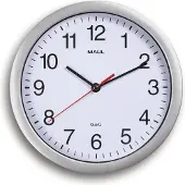 MAUL Wanduhr MAULrun Ø 25.2 x 5 cm Kunststoff 1 x AA (1.5 V) silber