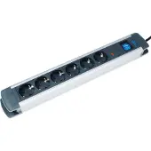 As Schwabe as-Schwabe 6-fach Aluminium-Steckdosenleiste 1,5m Überspannungsschutz 230V IP20