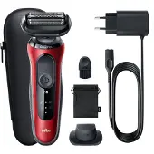 Braun Series 6 61-R1200s, Folienschaber, Schwarz, Rot, SensoFlex, SensoFoil, Tasten, LED, Akku