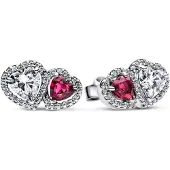 Pandora 293633C01 Damen-Ohrstecker Halo Herzen Silber Ohrringe