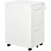 EStore AKTENSCHRANK mit 2 Schubladen, Rollen, für Akten im A4 Format, Stahl, Weiß