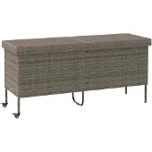 vidaXL Gartentruhe mit Rollen Grau 160x55x75 cm Poly Rattan