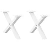 vidaXL Couchtischbeine X-Form 2 Stk. Weiß 60x(30-31) cm Stahl