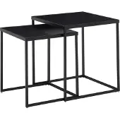 FineBuy Wohnzimmertisch 2er Set Metall Beistelltisch Eckig Schwarz Beistelltisch Industrial Sofatisch Couchtisch Quadratisch Tischset 2-teilig
