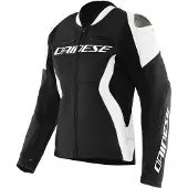 Dainese Racing 5 Damen Schwarz Weiß Motorrad Lederjacke Größe 48
