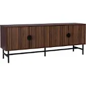 Sweeek - TV-Möbel mit geriffeltem Holzdekor 160 cm - Dunkles Holz