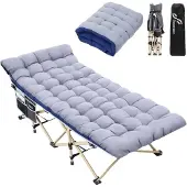 Famanu Campingbett - Klappbar mit Matratze - Grau