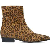 Manfield Chelsea Boots mit Leoprint aus Veloursleder | Größe 40