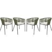 Sweeek - 4er Set Gartensessel verzinkter Stahl mit Bespannung - Khaki