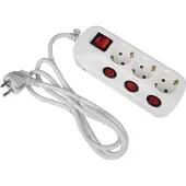 Heitronic 45190 Steckdose mit Schalter 3fach Weiß Geerdeter Stecker 1 Stück