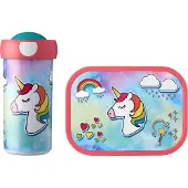 Mepal Lunchbox "Brotdose + Verschlussbecher Campus 300 ml + 700 ml 2er Set", bunt (unicorn), ABS-Kunststoff, Lebensmittelaufbewahrungsbehälter, Lunchbox