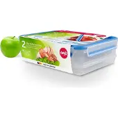 EMSA CLIP & CLOSE Frischhaltedosen Set, Box, Rechteckig, 2,65 l, Blau, Transparent, Polypropylen (PP), Thermoplastisches Elastomer (TPE), Deutschland