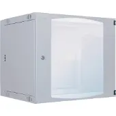 Intellinet 19" Wandverteiler mit Schwenkrahmen, 6 HE, 327 (H) x 540 (B) x 450 (T) mm, Flatpack, grau, Wandmontiertes Regal, 6U, Sperrschloss, 15 kg, Grau