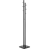 Haku Garderobenständer , 8 Haken mit jeweils 5 kg Tragkraft, Fußplatte, B 290 x T 290 x H 1760 mm, Stahlrohr pulverbeschichtet/Metall, schwarz