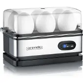 Arendo Edelstahl Eierkocher 6-fach, 400 W, Edelstahl, Warmhaltefunktion, Härtegrad einstellbar, silber