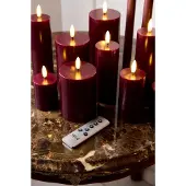 Sirius LED-Kerzen Set Sille, 10/12.5/15cm,Bordeaux,Wiederaufladbar