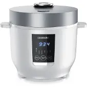Arendo Digitaler Reiskocher mit 5 Programmen, 350W, 2 Liter, Timer- und Warmhaltefunktion, BPA-frei, inkl. Messbecher & Reislöffel, Weiß/Silber