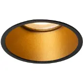 QAZQA - Modern Moderner Außen Einbaustrahler schwarz mit Gold I Messing GU10 50mm IP44 - Dept I Außenbeleuchtung I Wohnzimmer I Schlafzimmer - Rund - LED geeignet GU10