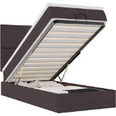 vidaXL Ottomane Bett mit Matratze & LEDs Dunkelbraun 90x200 cm Stoff