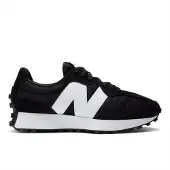 New Balance 327 Wildleder-Sneaker mit großem Logo, Schwarz 46.5 EU