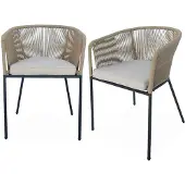 Sweeek - 2er-Set Gartensessel aus verzinktem Stahl mit Seilbespannung - Beige