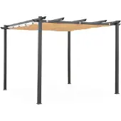 Sweeek - Pergola, Aluminium, 3x3m, Schiebedach - Beige