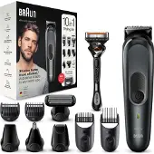 Braun Multifunktionstrimmer MGK 7321 10-in-1 Bart- und Haarschneider, 8 Aufsätze, wasserdicht