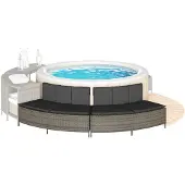 vidaXL Whirlpool-Bänke mit Auflagen 2 Stk. Grau Poly Rattan