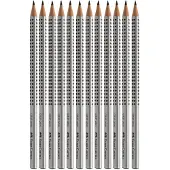 Faber-Castell Bleistift Grip 2001, HB, 12 Stück, silber