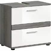 Xonox .home Waschtischunterschrank Blake BxHxT 60 x 57 x 34 cm Frontfarbe weiß hochglanz / Korpus rauchsilber