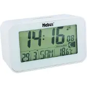 Mebus digitaler Funkwecker mit Mondkalender, Beleuchtung, Innenthermometer, 2 Weckzeiten, Schlummer-Funktion