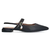 Manfield Schwarze Leder-Slingbacks mit doppeltem Riemchen | Größe 37