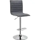 HTI Jax Barhocker, höhenverstellbar, mit Rückenlehne und Fußstütze, Grau, 40x96-117x49 cm