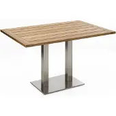 Niehoff Bistro Tisch Edelstahl Teak 68x68 - 140x95 cm