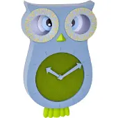 TFA-Dostmann Kinderwanduhr Willy 60.3052.06, geräuschlos, Eulendesign, Ideal für das Kinderzimmer, Blau, 110 x 70 x 330 mm, 110 x 70 x 330 mm
