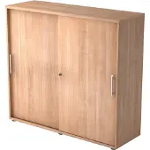 Hjh OFFICE PRO BETA 1753S - Nussbaum 3 OH Schiebetürenschrank Relinggriff Kunststoff