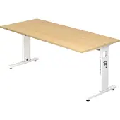 Hjh OFFICE PRO MEGA 19 W - 180 x 80 höhenverstellbar Ahorn/Weiß
