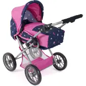 Bayer Kombi-Puppenwagen CHIC2000 "Leni", bunt (butterfly rosa), Puppenwagen, KinderB:37cm H:68cm T:64cm, Kunststoff, Metall, Stoff, Kombi-Puppenwagen, mit herausnehmbarer Tragetasche, B:37cm H:68cm T:64cm