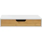 En.casa Wandregal mit Schublade Bokn bamboo 40x24x8 cm weiß [en.casa]
