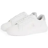 Calvin Klein Weiße Damen-Sneaker mit silbernen Details und herausnehmbarem Fußbett