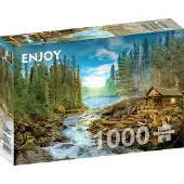 Enjoy Puzzle Puzzle mit 1000 Teilen Enjoy – Eine Blockhütte an den Stromschnellen