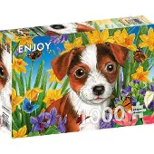 Enjoy Puzzle Puzzle Hundewelpe im Garten 1000 Teile