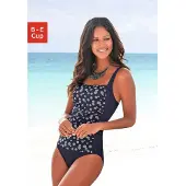 LASCANA Badeanzug , Damen, Gr. 36, Cup B, blau (marine, weiß), Polyamid, gepunktet, Badeanzüge Badeanzug, im modischen Design mit Shaping-Effekt