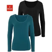 Vivance Langarmshirt in petrol, schwarz | Gr.: 48/50