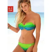 Venice beach Bügel-Bandeau-Bikini , Damen, Gr. 34, Cup C, grün (türkis, gestreift), Polyamid, Querstreifen, gestreift, Bikini-Sets Bügel-Bandeau-Bikini, im trendigen Streifen-Look