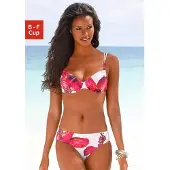 LASCANA Bügel-Bikini , Damen, Gr. 36, Cup F, bunt (weiß, bedruckt), Polyamid, floral, Bikini-Sets Bügel-Bikini, mit plakativem Blütenprint