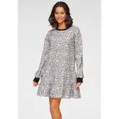 LASCANA Sweatkleid in schwarz-weiß-bedruckt | Gr.: 36-38