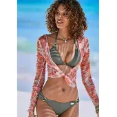LASCANA Bikini-Hose "Italy", Damen, Gr. 34, N-Gr, grün (oliv), Microfaser, Microfaser, Polyamid, unifarben, Badehosen Bikini-Hose, mit seitlichen Zierringen, Topseller