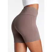 LASCANA Shorts , Damen, Gr. 32/34, N-Gr, grau (taupe), Single Jersey, Obermaterial: 95% Baumwolle, 5% Elasthan, unifarben, Basic, kurz, Hosen Shorts, mit breitem Bündchen und Logodruck, Loungewear