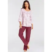 Vivance Pyjama mehrfarbig Gr. 32/34 für Damen. Rundhals und Allover-Druck. Bequem. Nachhaltig.